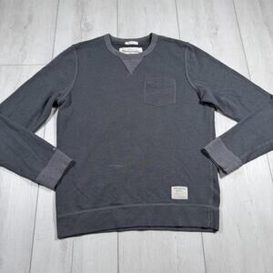 Abercrombie Fitch Gray Distressed Pocket Crewneck Sweater Gray Men's Medium